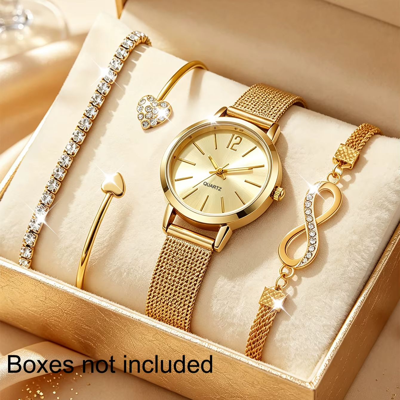 4-Piece Set of Light Luxury Mi - Luxury Watch Gift For Her 评论和价格