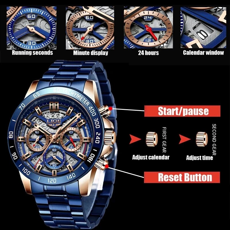 LIGE 2024 New Men Watch Top Br - Luxury Watch Magazine 评论和价格